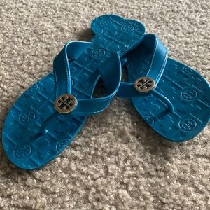 Tory Burch jelly flip flops Sz 8 euc Blue